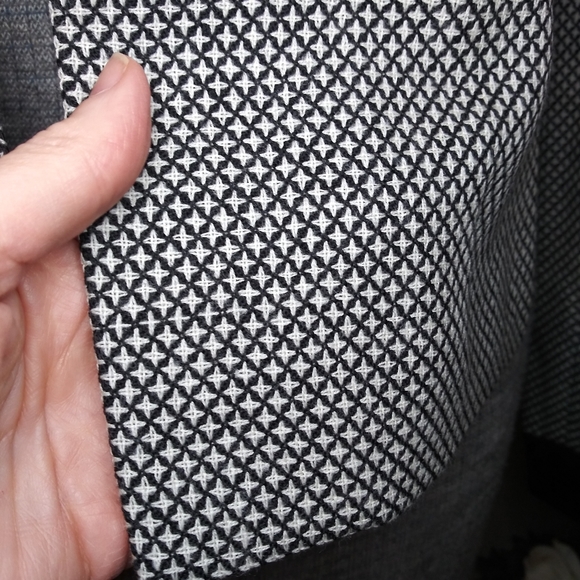 Vintage Neiman Marcus Black/Ivory Cropped Wool Jacket With Genuine Leather Trim - Picture 4 of 16